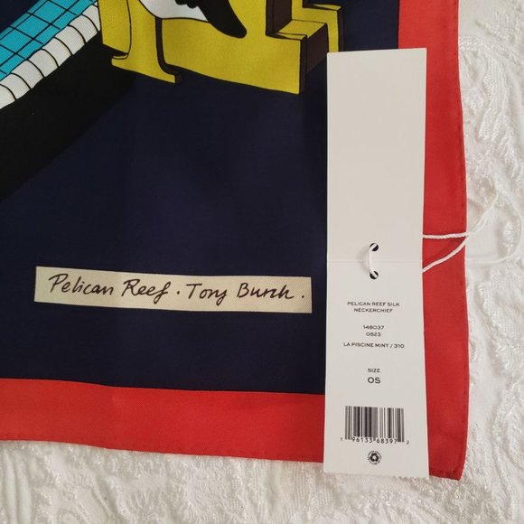 BNWT Tory Burch Pelican Reef Silk Neckerchief Scarf 100% Silk - Picture 5 of 5